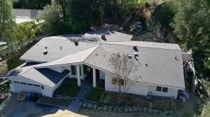 Roof replacement completed on a residential home in Malibu, CA with new asphalt shingle roof